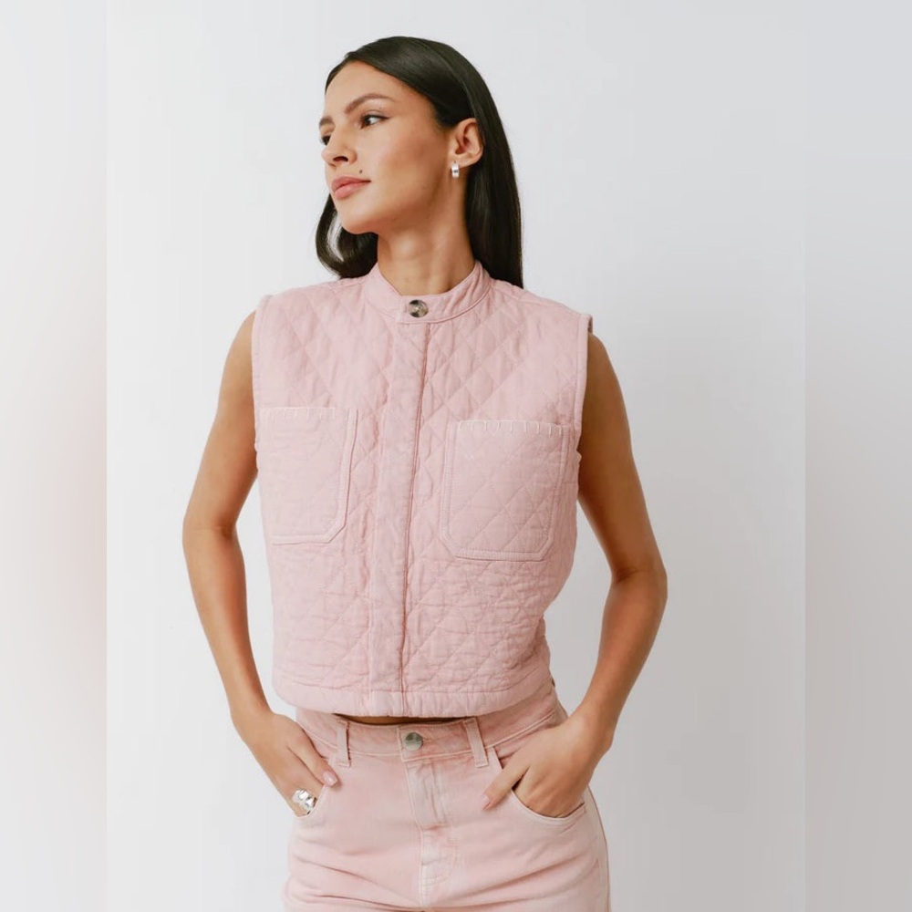 Seventy + Mochi Quilted Pablo Vest in Dusty Rose size M